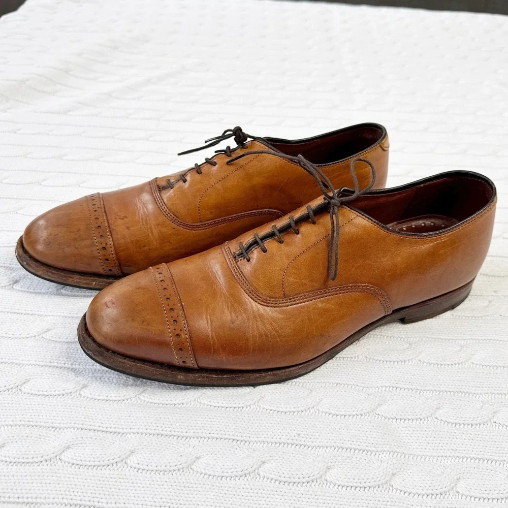 Brooks Brothers Mens 10 D Tan Leather Cap Toe Oxford‎ Dress Shoes Made in USA